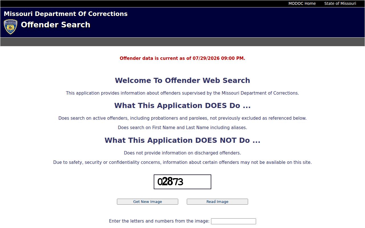 Missouri Department of Corrections official offender search